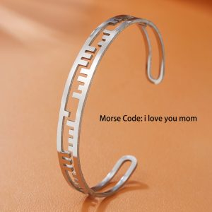 I Love You Mom Morse Code Bracelet handmade 18K gold plated