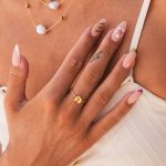 Gold initial ring letter A worn on hand | Dainty minimalist personalized jewelry